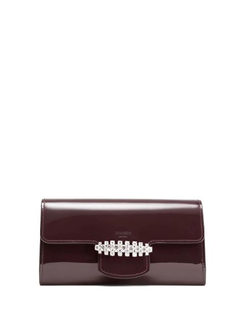 Jimmy Choo Bing crystal-embellished patent-leather clutch bag - Brown - zdjęcie produktu nr 1