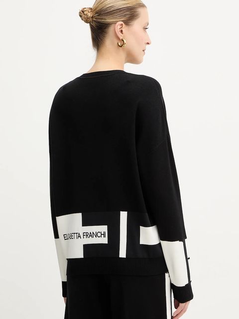 Elisabetta Franchi sweter damski kolor czarny lekki MK01S56E2 - zdjęcie produktu nr 2