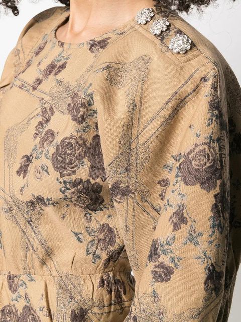 GANNI floral jacquard dress - Neutrals