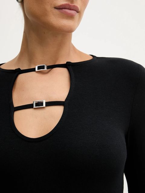 Sisley bluzka damska kolor czarny gładka 374SL108A - zdjęcie produktu nr 2