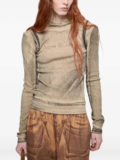 Acne Studios logo-print long-sleeve T-shirt - Neutrals