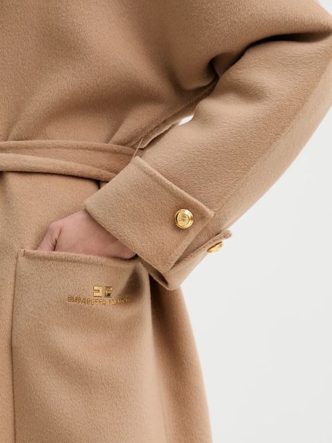 Elisabetta Franchi płaszcz wełniany kolor beżowy CP68D56E2