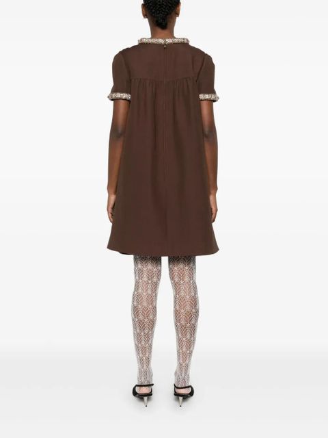 Valentino Garavani crystal-embellished crepe mini dress - Brown