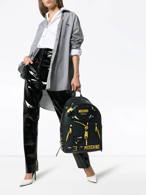 Moschino Pixelated jacket print backpack - Black - zdjęcie produktu nr 2