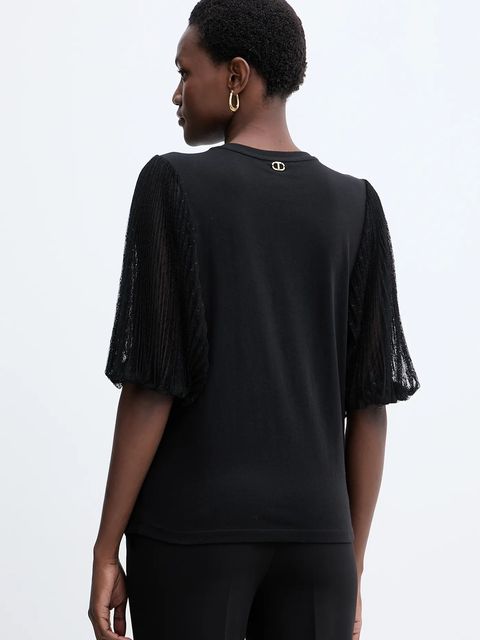 Twinset bluzka bawełniana damska kolor czarny gładka 252TT2310