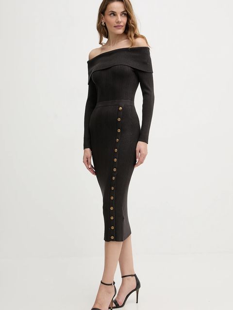 Guess sukienka kolor brązowy midi dopasowana W5BK89 Z2YJ2 - zdjęcie produktu nr 2