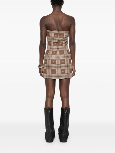 Marine Serre moon check-jacquard mini dress - Brown