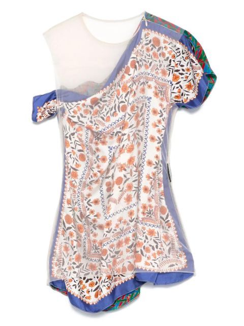 Marine Serre silk-scarves layered top - Neutrals - zdjęcie produktu nr 1