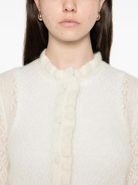 DÔEN frills perforated cardigan - Neutrals