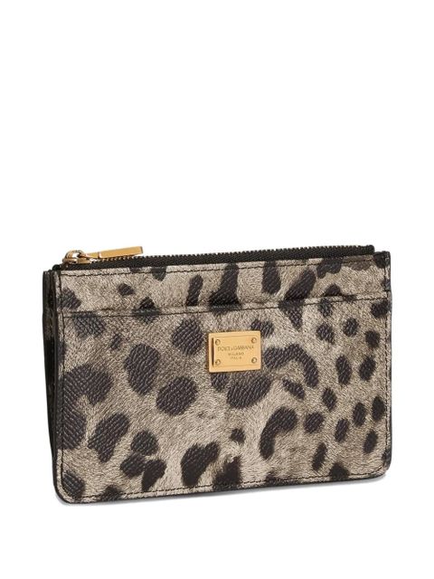Dolce & Gabbana leopard-print plaque wallet - Brown