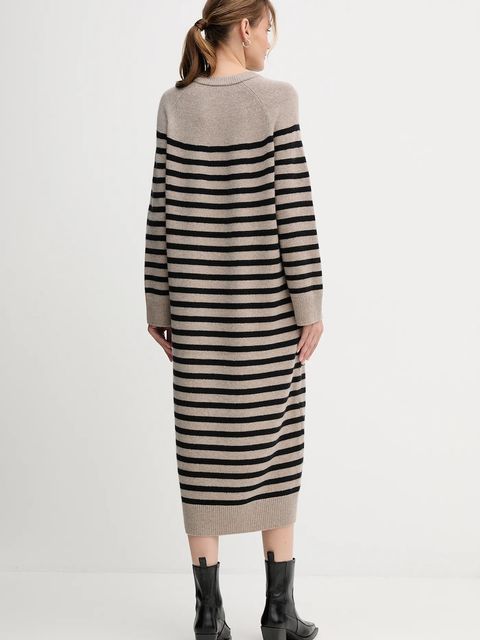 Tommy Hilfiger sukienka wełniana kolor beżowy midi oversize WW0WW46761