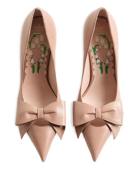 Valentino Garavani 100mm Bowow leather heeled pumps - Neutrals