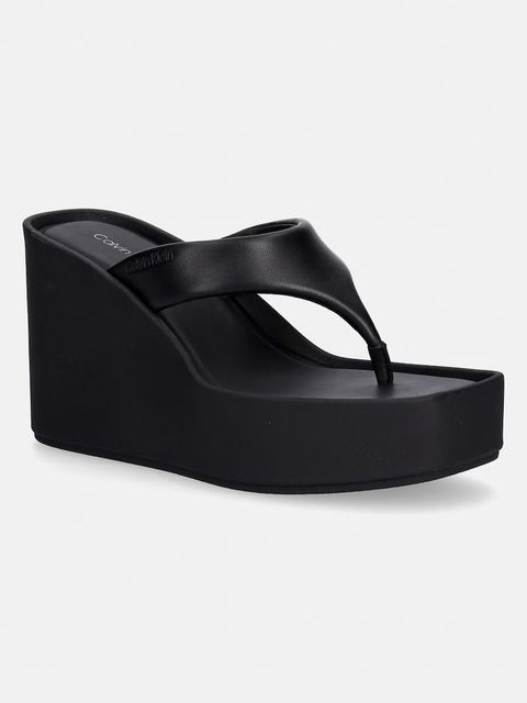 Calvin Klein japonki damskie skórzane WEDGE 70 SNDL THONG LTH - zdjęcie produktu nr 1