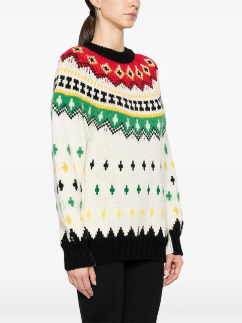 Moncler Grenoble fair isle-knit crew-neck jumper - White - zdjęcie produktu nr 2