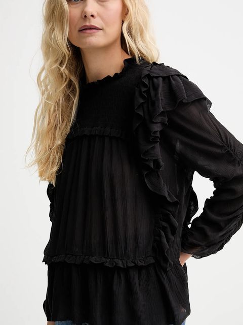 MUNTHE bluzka CRISP damska kolor czarny gładka 252100225231