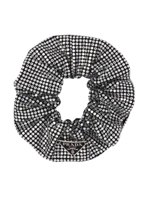 Prada triangle-logo crystal-embellished scrunchie - Black - zdjęcie produktu nr 1
