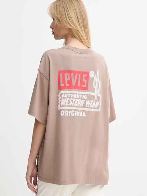 Levi's t-shirt bawełniany damski kolor brązowy 000G4 - zdjęcie produktu nr 1