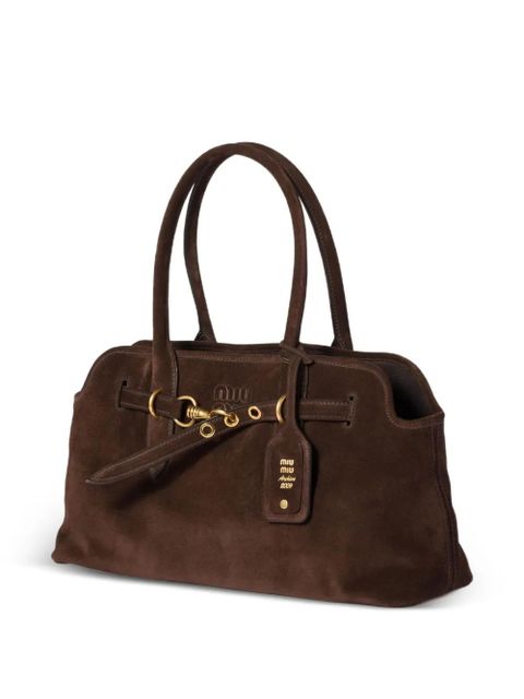 Miu Miu Aventure suede buckle-fastening tote bag - Brown
