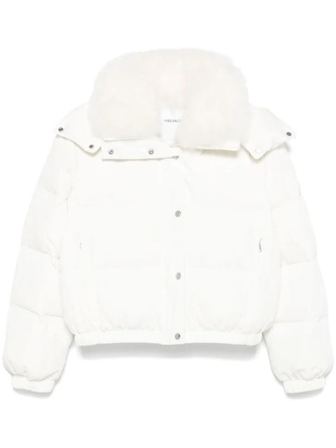 Yves Salomon contrasting-collar ski jacket - White