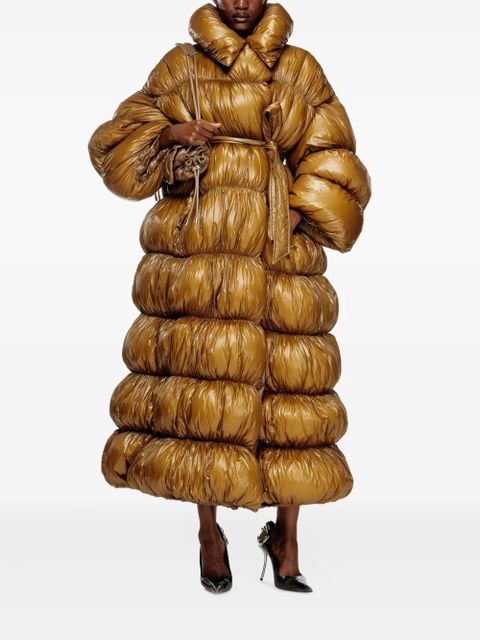 Diesel quilted belted long coat - Yellow