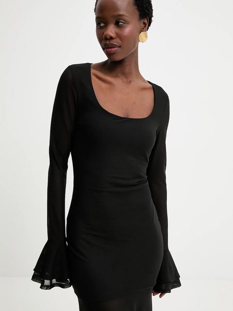 Answear.LAB sukienka kolor czarny maxi rozkloszowana