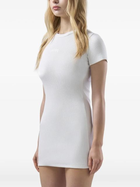 GCDS logo-embroidered mini dress - White