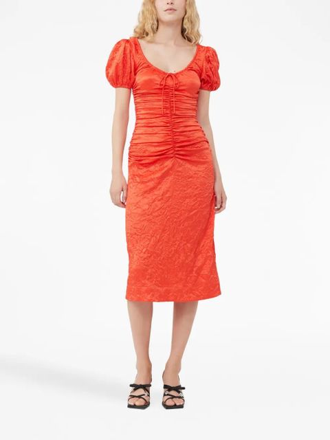 GANNI ruched midi dress - Red - zdjęcie produktu nr 2