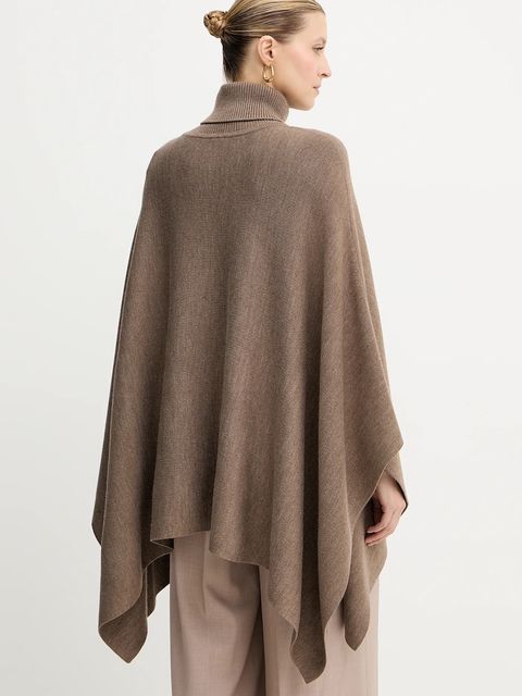 BOSS poncho z dodatkiem wełny kolor brązowy lekkie 50551146