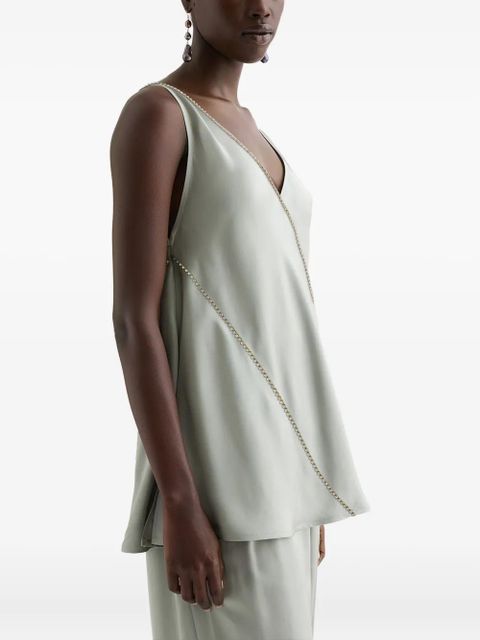 Jil Sander crystal-embellished V-neck top - Green