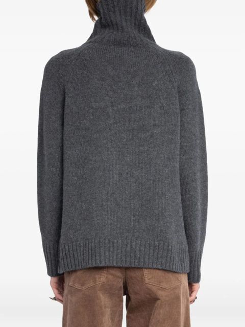 Zadig&Voltaire Mora high-neck button-detail sweater - Grey