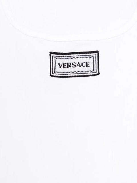 Versace logo-patch tank top - White