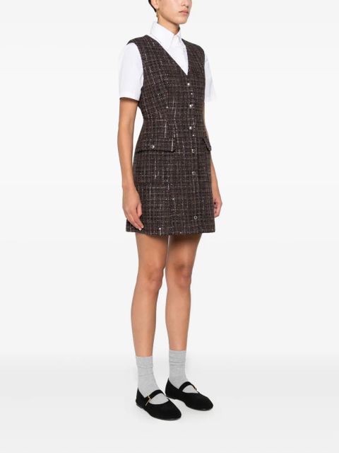 Maje buttoned tweed dress - Brown