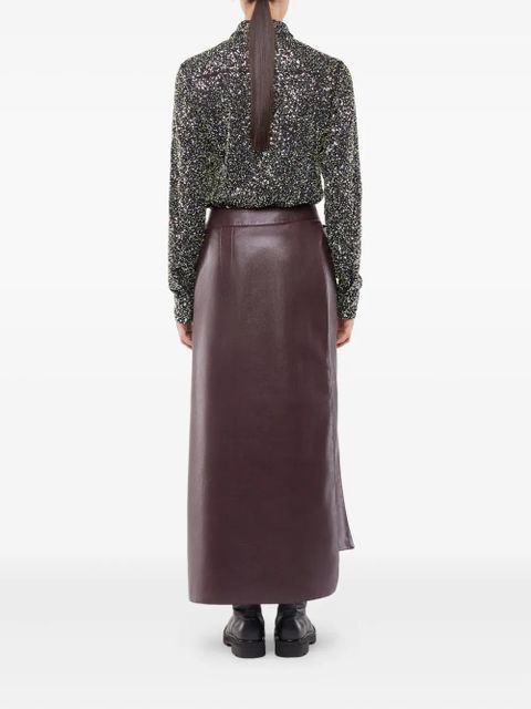 Rabanne belted leather split midi skirt - Brown - zdjęcie produktu nr 2