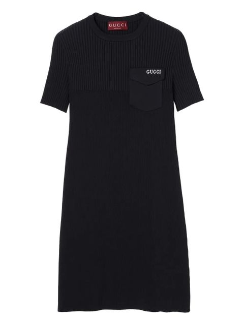 Gucci ribbed intarsia pocket midi dress - Black - zdjęcie produktu nr 1