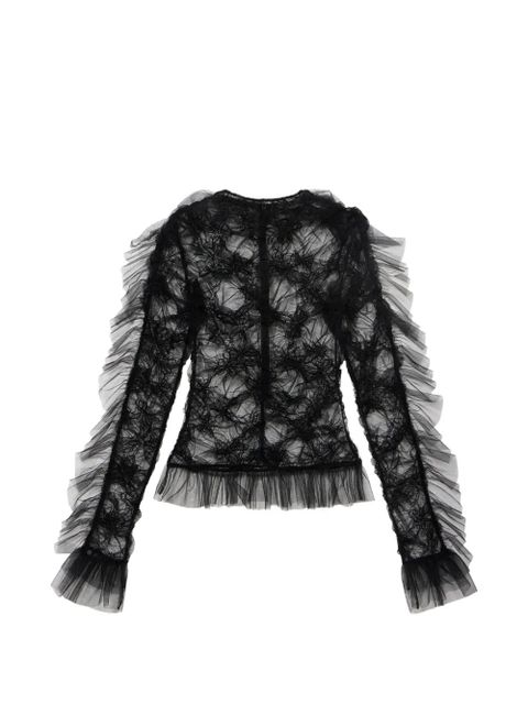 Blumarine ruffled butterfly-motif top - Black - zdjęcie produktu nr 1