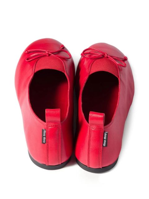 Miu Miu Élan bow-detail leather ballerina flats - Red