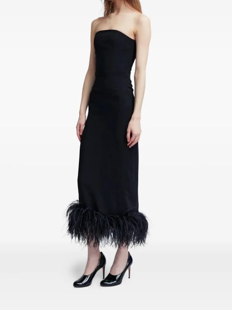16Arlington Minelli feather-trim midi dress - Black