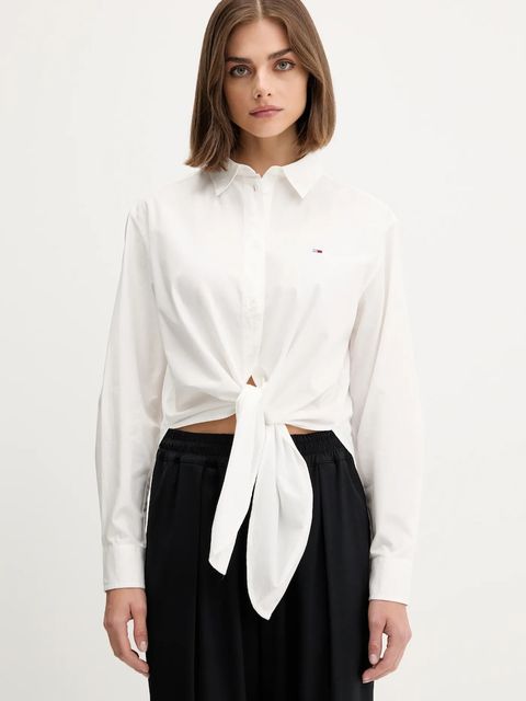 Tommy Jeans koszula bawełniana damska kolor biały relaxed z kołnierzykiem klasycznym DW0DW20990 - zdjęcie produktu nr 1