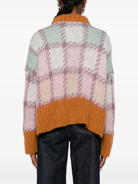 Marni checked long-sleeve sweater - Pink
