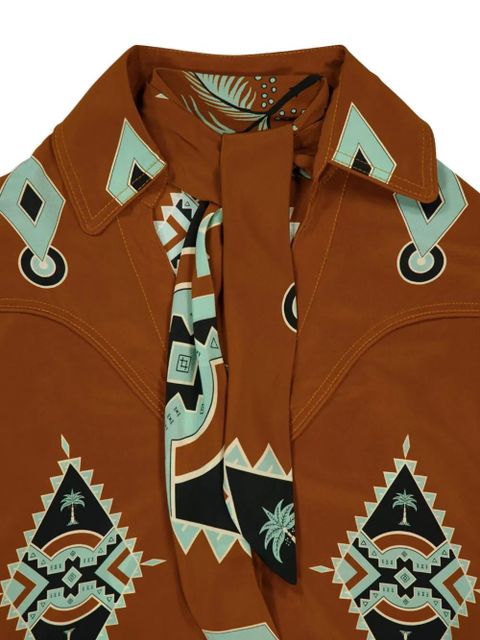 Johanna Ortiz geometric-print V-neck shirt - Brown