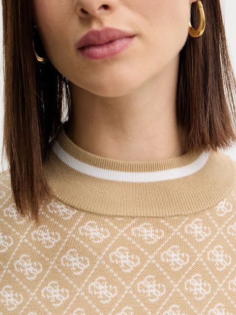 Guess sweter z dodatkiem wełny AUBREY damski kolor beżowy z półgolfem W5BR24 Z3JD2
