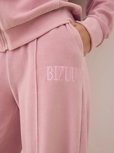Bizuu spodnie dresowe welurowe VELORINA damskie kolor różowy z aplikacją VELORINA RÓŻOWY
