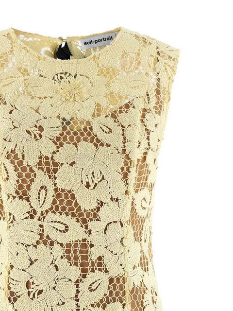 Self-Portrait crochet-lace midi dress - Yellow
