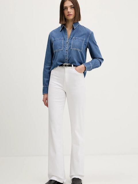 Tommy Jeans koszula damska kolor niebieski regular z kołnierzykiem klasycznym DW0DW22007