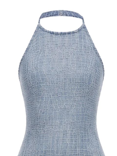 Self-Portrait rhinestone-embellished denim mini dress - Blue - zdjęcie produktu nr 2