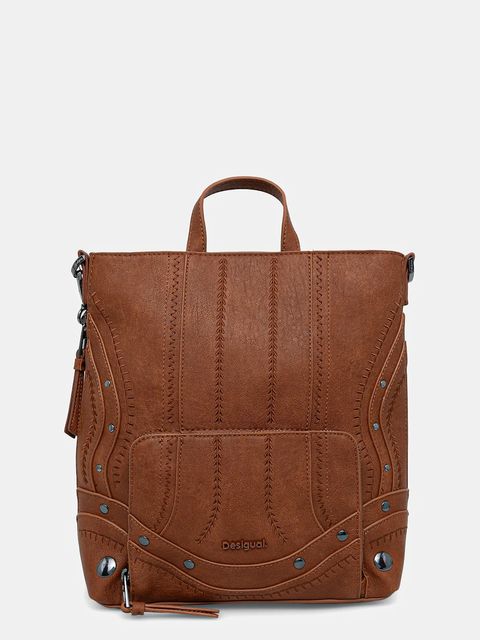 Desigual plecak EMBRO PATCH PRETORIA damski kolor brązowy mały gładki 25WAKP23 - zdjęcie produktu nr 1