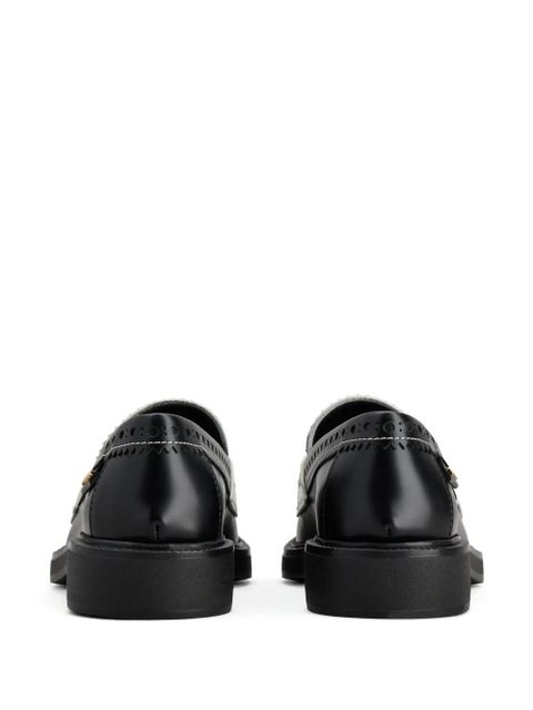 Tod's brogue-trim leather loafers - Black