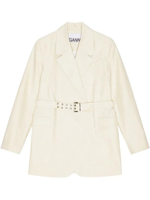 GANNI Belted Melange blazer - Neutrals - zdjęcie produktu nr 1