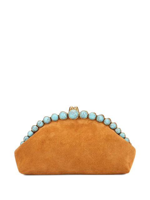 Cult Gaia stone-embellished suede clutch bag - Brown - zdjęcie produktu nr 2