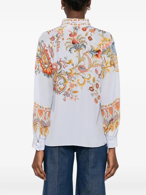 ETRO tie-neck bird-print blouse - Blue